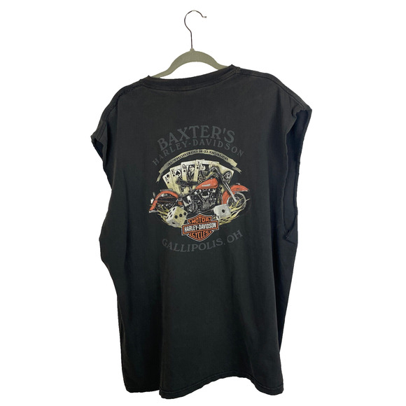 Harley-Davidson Other - Vtg Harley Davidson T-Shirt Sz 3X Gallipolis Ohio Two-Sided Cut-Off Sleeve